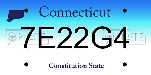 7E22G4 Connecticut License Plate