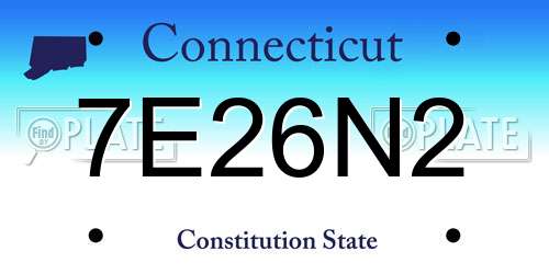 7E26N2 Connecticut License Plate