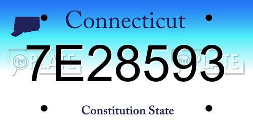 7E28593 Connecticut License Plate