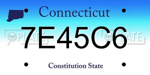 7E45C6 Connecticut License Plate