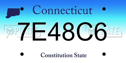7E48C6 Connecticut License Plate