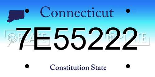 7E55222 Connecticut License Plate