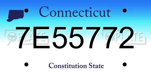 7E55772 Connecticut License Plate