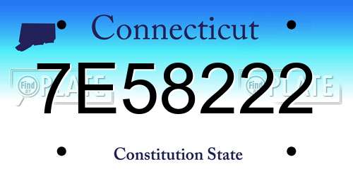 7E58222 Connecticut License Plate