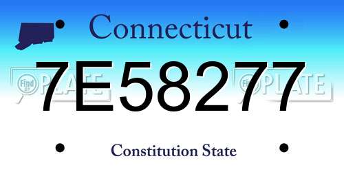 7E58277 Connecticut License Plate
