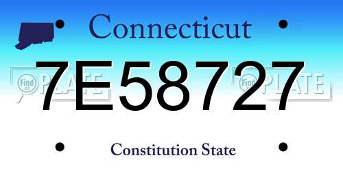 7E58727 Connecticut License Plate
