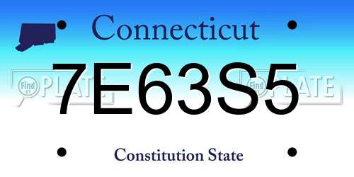 7E63S5 Connecticut License Plate