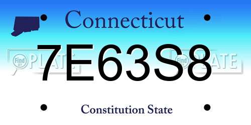 7E63S8 Connecticut License Plate