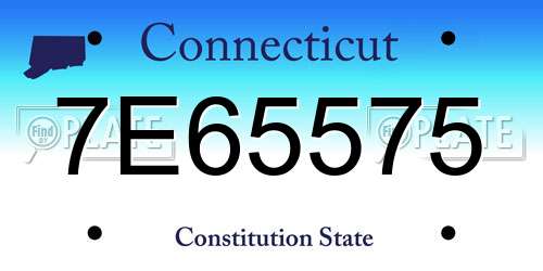 7E65575 Connecticut License Plate