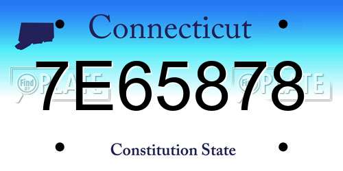 7E65878 Connecticut License Plate