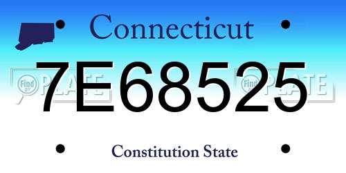 7E68525 Connecticut License Plate