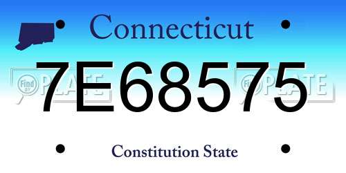 7E68575 Connecticut License Plate