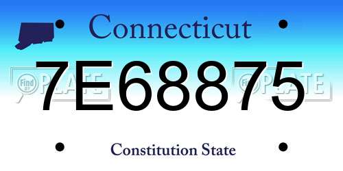 7E68875 Connecticut License Plate