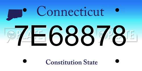 7E68878 Connecticut License Plate