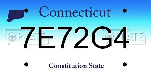 7E72G4 Connecticut License Plate