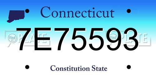 7E75593 Connecticut License Plate