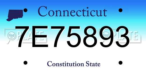 7E75893 Connecticut License Plate