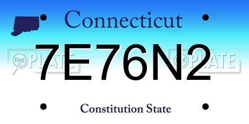 7E76N2 Connecticut License Plate