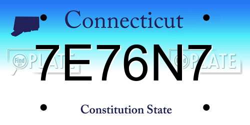 7E76N7 Connecticut License Plate