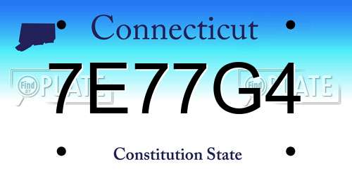 7E77G4 Connecticut License Plate