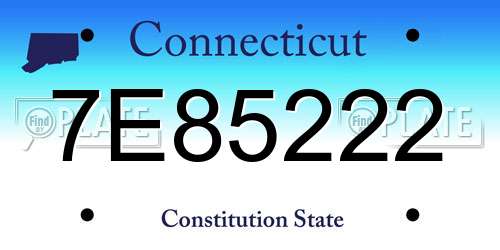 7E85222 Connecticut License Plate