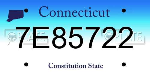 7E85722 Connecticut License Plate