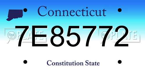 7E85772 Connecticut License Plate