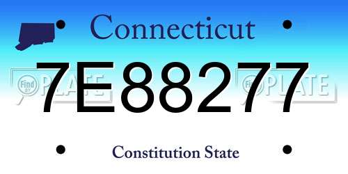 7E88277 Connecticut License Plate