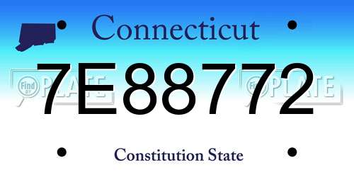 7E88772 Connecticut License Plate