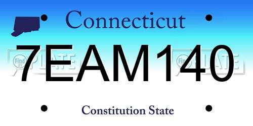 7EAM140 Connecticut License Plate