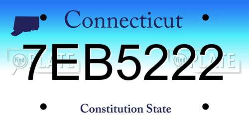 7EB5222 Connecticut License Plate
