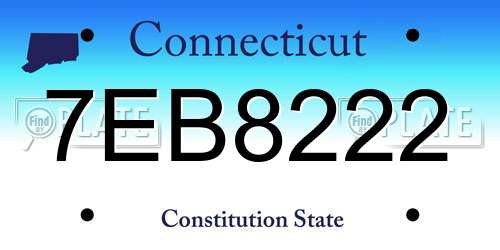 7EB8222 Connecticut License Plate