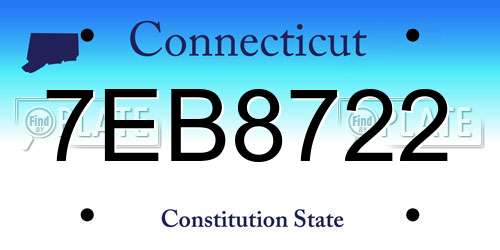 7EB8722 Connecticut License Plate