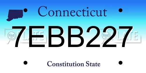 7EBB227 Connecticut License Plate