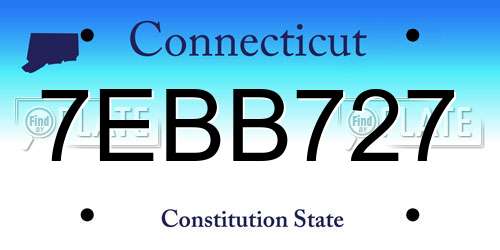 7EBB727 Connecticut License Plate