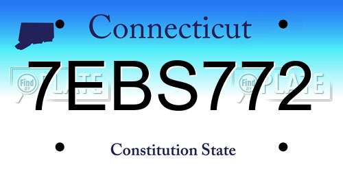 7EBS772 Connecticut License Plate
