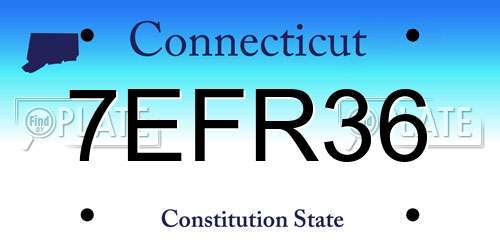 7EFR36 Connecticut License Plate