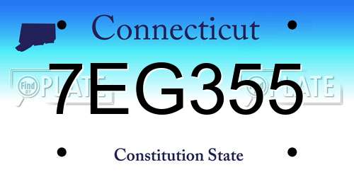 7EG355 Connecticut License Plate