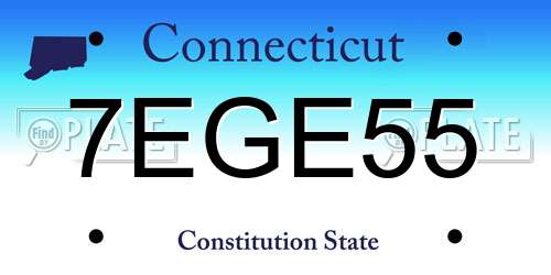7EGE55 Connecticut License Plate