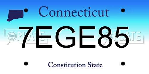 7EGE85 Connecticut License Plate