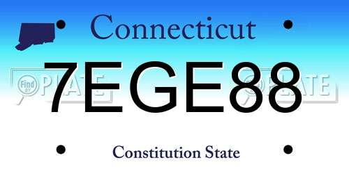 7EGE88 Connecticut License Plate