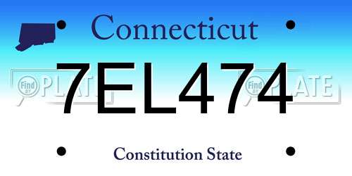 7EL474 Connecticut License Plate