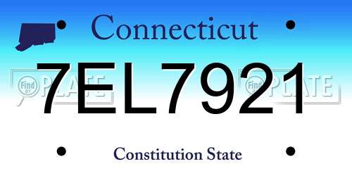 7EL7921 Connecticut License Plate
