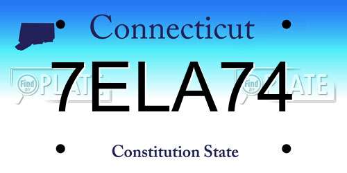7ELA74 Connecticut License Plate