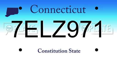 7ELZ971 Connecticut License Plate