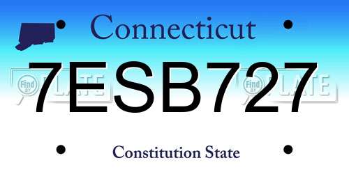 7ESB727 Connecticut License Plate