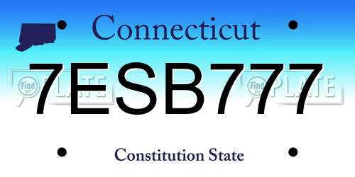 7ESB777 Connecticut License Plate
