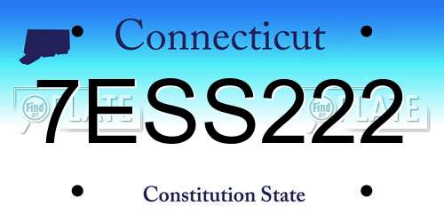 7ESS222 Connecticut License Plate