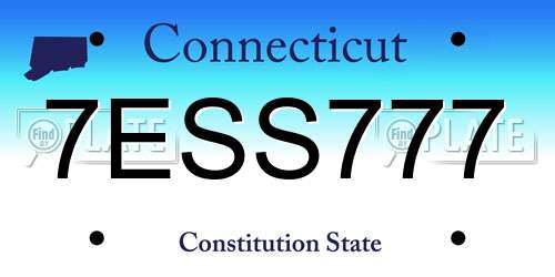 7ESS777 Connecticut License Plate