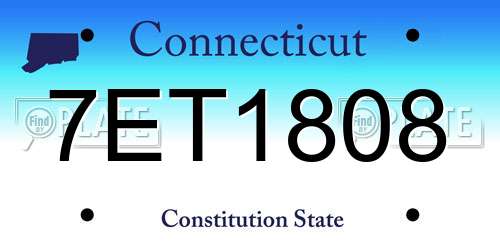 7ET1808 Connecticut License Plate